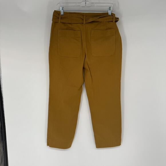 NWT Loft Cropped Pants Womens 6P Camel Paperbag Waist Belted High Rise Stretch - Picture 3 of 11
